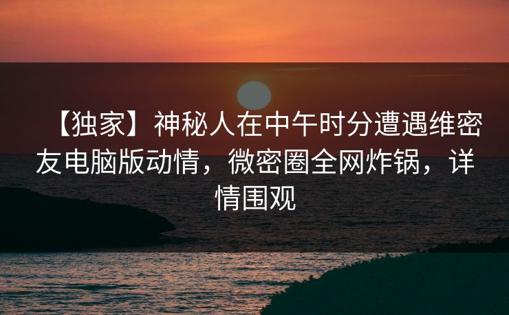 【独家】神秘人在中午时分遭遇维密友电脑版动情，微密圈全网炸锅，详情围观