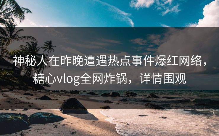 神秘人在昨晚遭遇热点事件爆红网络，糖心vlog全网炸锅，详情围观