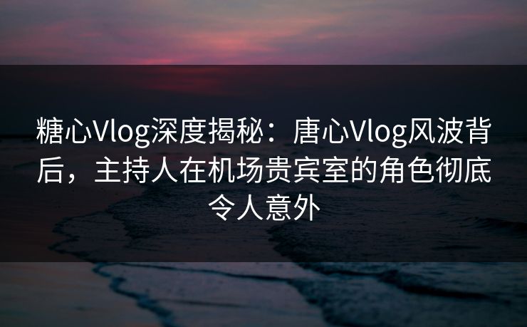 糖心Vlog深度揭秘：唐心Vlog风波背后，主持人在机场贵宾室的角色彻底令人意外