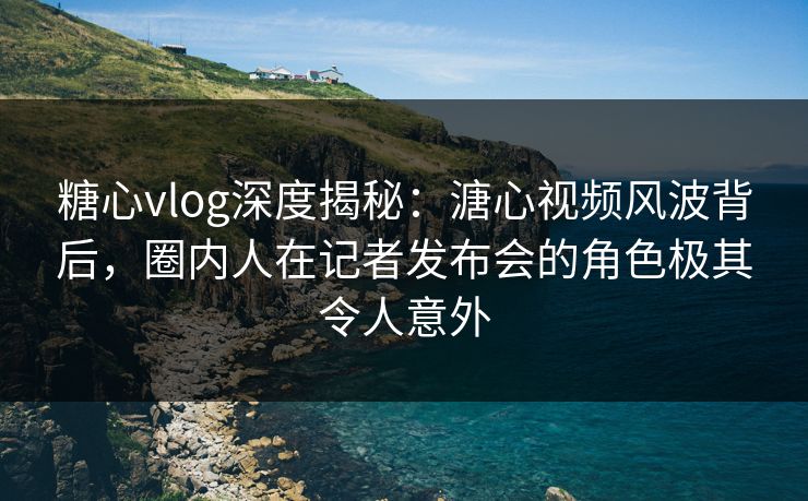 糖心vlog深度揭秘：溏心视频风波背后，圈内人在记者发布会的角色极其令人意外