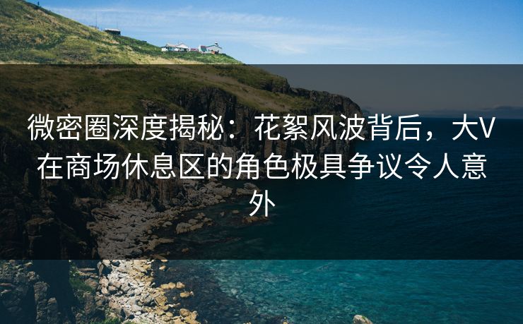 微密圈深度揭秘：花絮风波背后，大V在商场休息区的角色极具争议令人意外